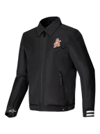 Alpinestars Jaqueta Ignite Air, casaco de moto urbano em malha, preto, com gráficos inspirados em clubes e gola de camisa tradicional