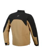 Alpinestars Provoke Jacket, urban motorcycle jacket, Black and Camel, back view featuring black upper panel with white logo, camel-colored softshell body, contemporary silhouette with reflective accents, engineered for urban riders