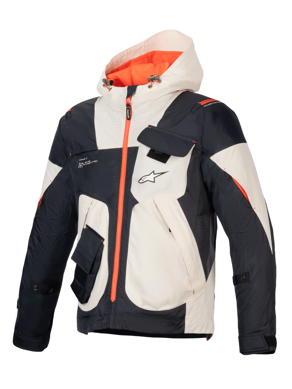 Alpinestars Jaqueta Mogress Air, casaco de moto urbano para homem, preto, amêndoa e laranja, ripstop ventilado com proteção CE.
