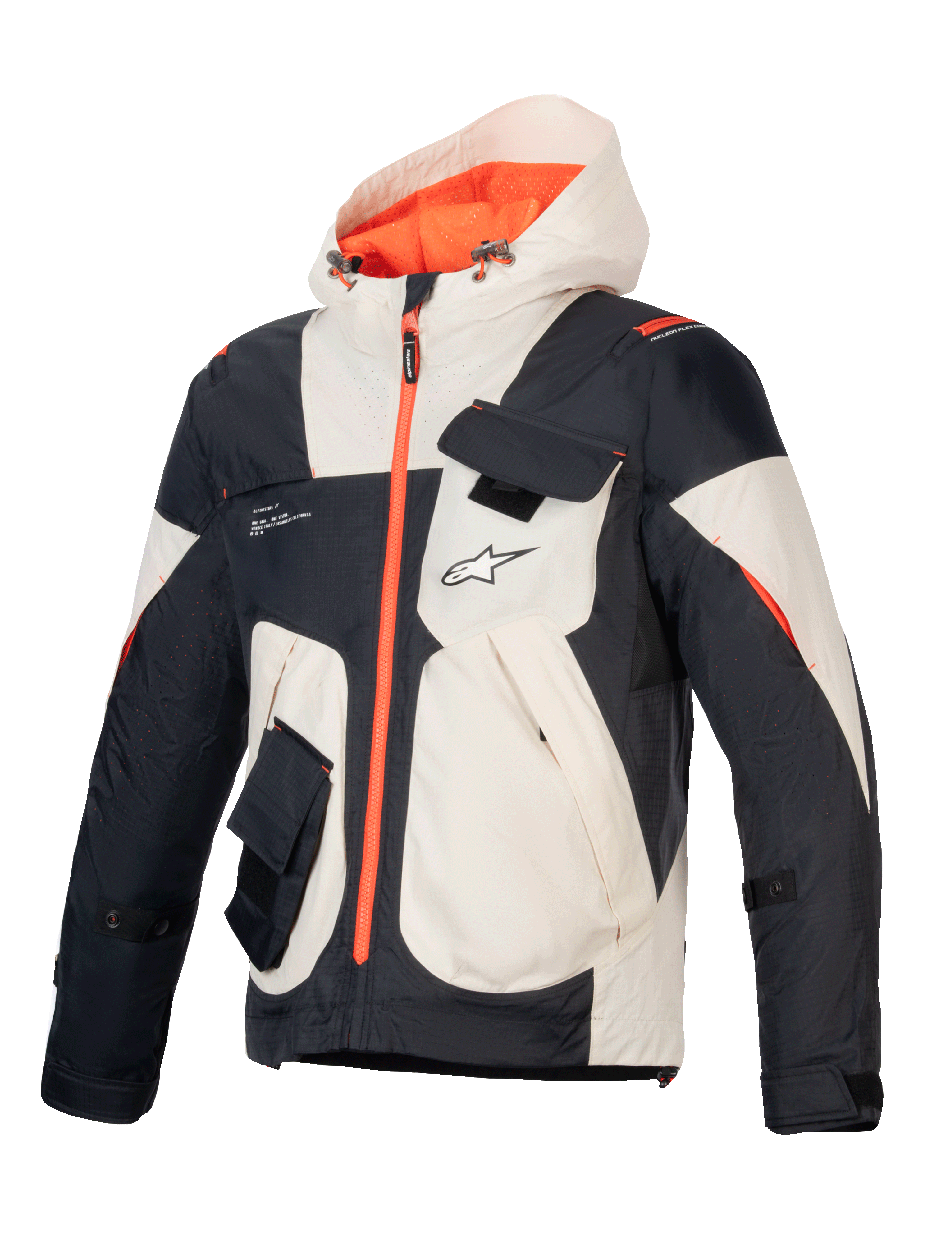 Alpinestars Jaqueta Mogress Air, casaco de moto urbano para homem, preto, amêndoa e laranja, ripstop ventilado com proteção CE.