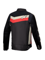 Alpinestars Jaqueta T-Dyno Air, casaco têxtil de moto, vista traseira, preto, vermelho-vivo e ecru, certificado CE com painéis em malha 3D