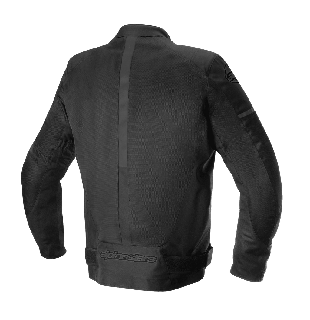Alpinestars T-SP X Superair Jacket, casaco de motociclismo, preto, vista traseira com painéis de malha técnica, faixa central vertical e logótipo Alpinestars tonal na parte inferior das costas, design de corte desportivo