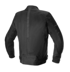 Alpinestars T-SP X Superair Jacket, casaco de motociclismo, preto, vista traseira com painéis de malha técnica, faixa central vertical e logótipo Alpinestars tonal na parte inferior das costas, design de corte desportivo