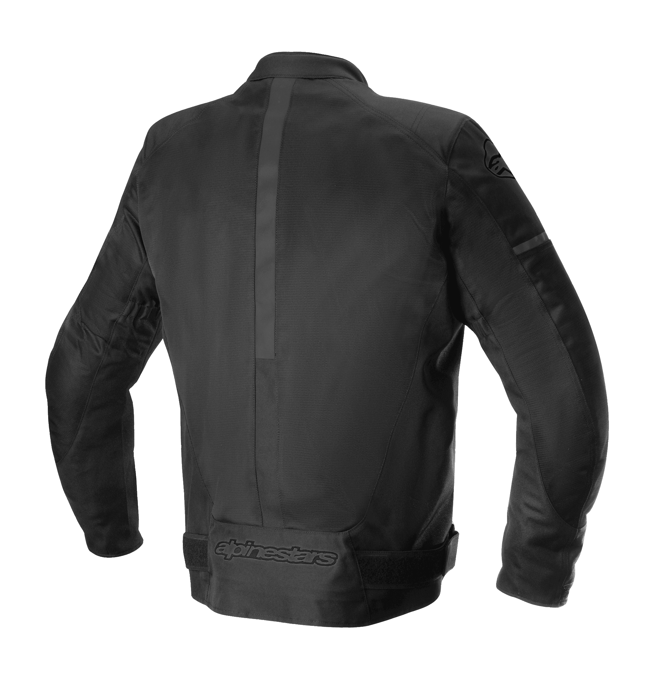 Alpinestars T-SP X Superair Jacket, casaco de motociclismo, preto, vista traseira com painéis de malha técnica, faixa central vertical e logótipo Alpinestars tonal na parte inferior das costas, design de corte desportivo