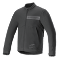 Casaco Alpinestars Aeron, casaco de motociclismo, preto, design de verão minimalista, com gola alta, fecho de correr frontal integral, logótipo Alpinestars tonal no peito e punhos ajustáveis
