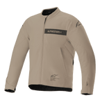 Alpinestars Aeron Jacket, Urban Motorcycle Riding Jacket, Tan and Black, minimalist textile construction with chest stripe branding, front zipper, and adjustable cuffs