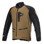Alpinestars Venture XT Jacket, Motorcycle Adventure Touring Jacket, Camel and Black, featuring zippered chest and hand pockets, sleeve ventilation zips, adjustable arm straps, and orange Astars branding
