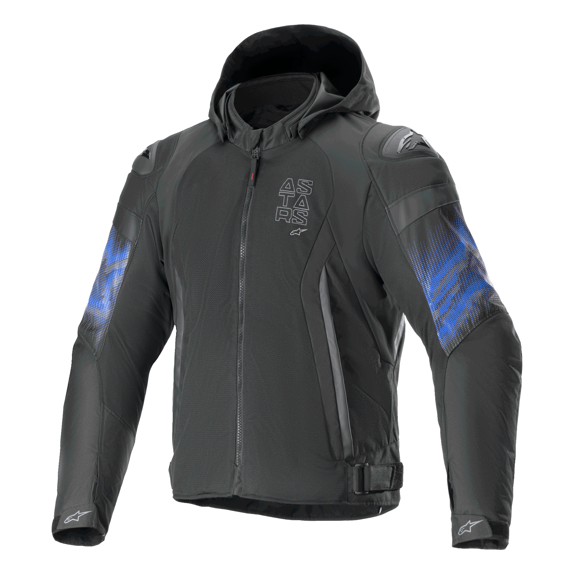 Alpinestars Zaca Air Venom, casaco de moto impermeável para homem, preto e azul, com capuz e certificado CE