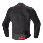 Alpinestars SMX Air Jacket, Rear View, Black with Bright Red accents, ventilated mesh back panel, Tech-Air Ready branding on upper back, red Alpinestars logo on lower back, sport motorcycle jacket.