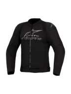 Alpinestars SMX Air Jacket, Preto e Antracite, casaco de motociclismo em têxtil ventilado, painéis de malha de alto fluxo, deslizadores de ombro DFS Lite, logótipo e texto Alpinestars cinzentos no peito