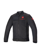 Alpinestars Honda Luc V2 Air, casaco de moto urbano para homem, preto e vermelho, malha têxtil ventilada, estilo bomber.