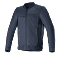 Alpinestars Luc V2 Air Jacket, Motorcycle Urban Riding Jacket, Navy Black, Bomber-style design with front zipper, extensive mesh panels for airflow, adjustable waist straps, and subtle branding on chest