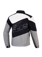 Alpinestars Stella Moshell Jacket, Women's Urban Motorcycle Jacket, Black and Gray windproof textile, rear view.
