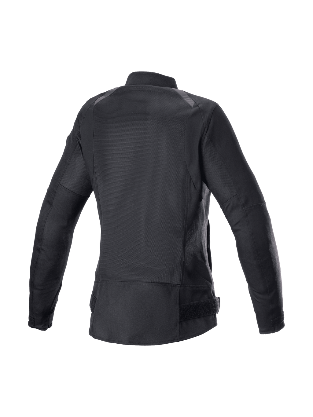 Alpinestars Eloise V2 Air, casaco de moto preto para mulher com malha ventilada e perfil traseiro alongado.