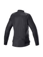 Alpinestars Eloise V2 Air, casaco de moto preto para mulher com malha ventilada e perfil traseiro alongado.