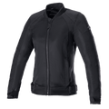 Alpinestars Eloise V2 Women's Air Jacket, casaco de motociclismo para mulher, totalmente preto com construção em têxtil e malha, fecho de correr frontal, colarinho alto e correias de ajuste na cintura, design elegante para condução urbana