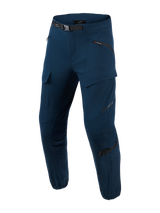 Alpinestars Juggernaut V2 Riding Pants, calças de moto para homem, azul-escuro, com múltiplos bolsos com fecho, cinto ajustável preto, áreas reforçadas nos joelhos, tecido elástico, adequadas para uso ativo e exterior