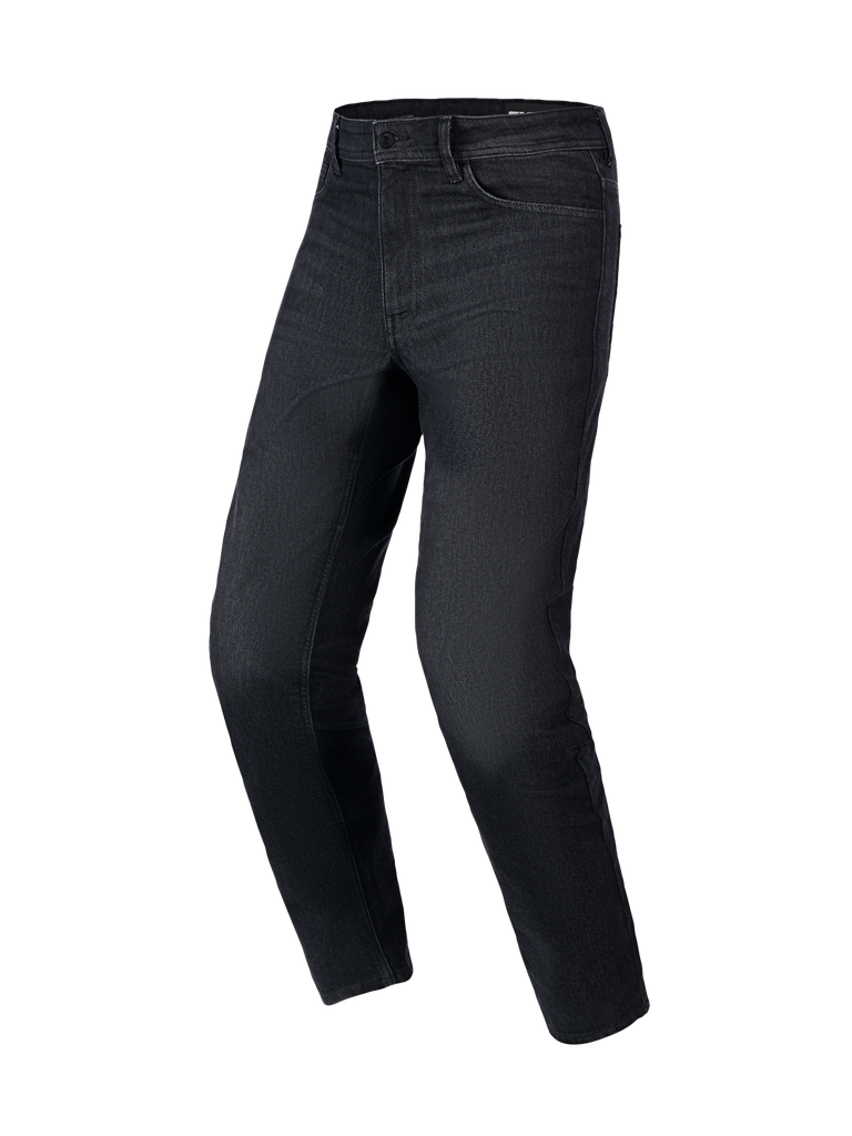 Alpinestars Flex-AST 5 Denim Pants, Motorcycle Riding Jeans, Dark Blue, Slim Fit, Five-Pocket Design, Stretch Denim Fabric, Belt Loops, Button and Zipper Closure