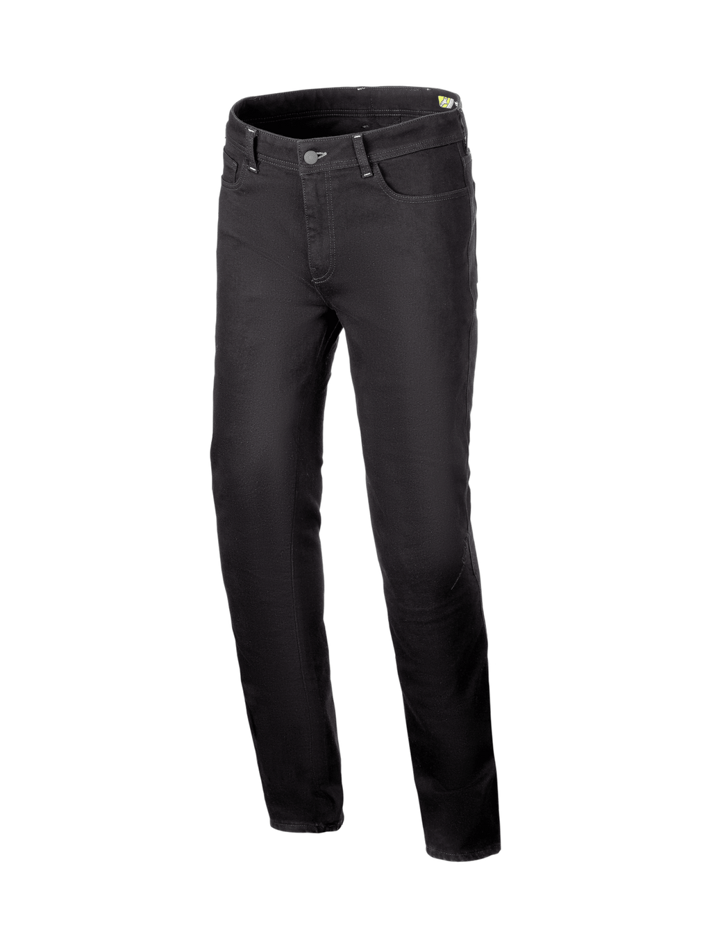 Alpinestars Cult-8 Stretch Denim, calças de ganga de moto para homem, pretas, com proteção CE e estilo urbano.