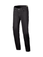 Alpinestars Cult-8 Stretch Denim, calças de ganga de moto para homem, pretas, com proteção CE e estilo urbano.