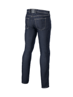 Alpinestars Calças Cult-8 Stretch Denim, calças de moto para homem, azul, vista traseira, estilo urbano e ajuste de perna reta.