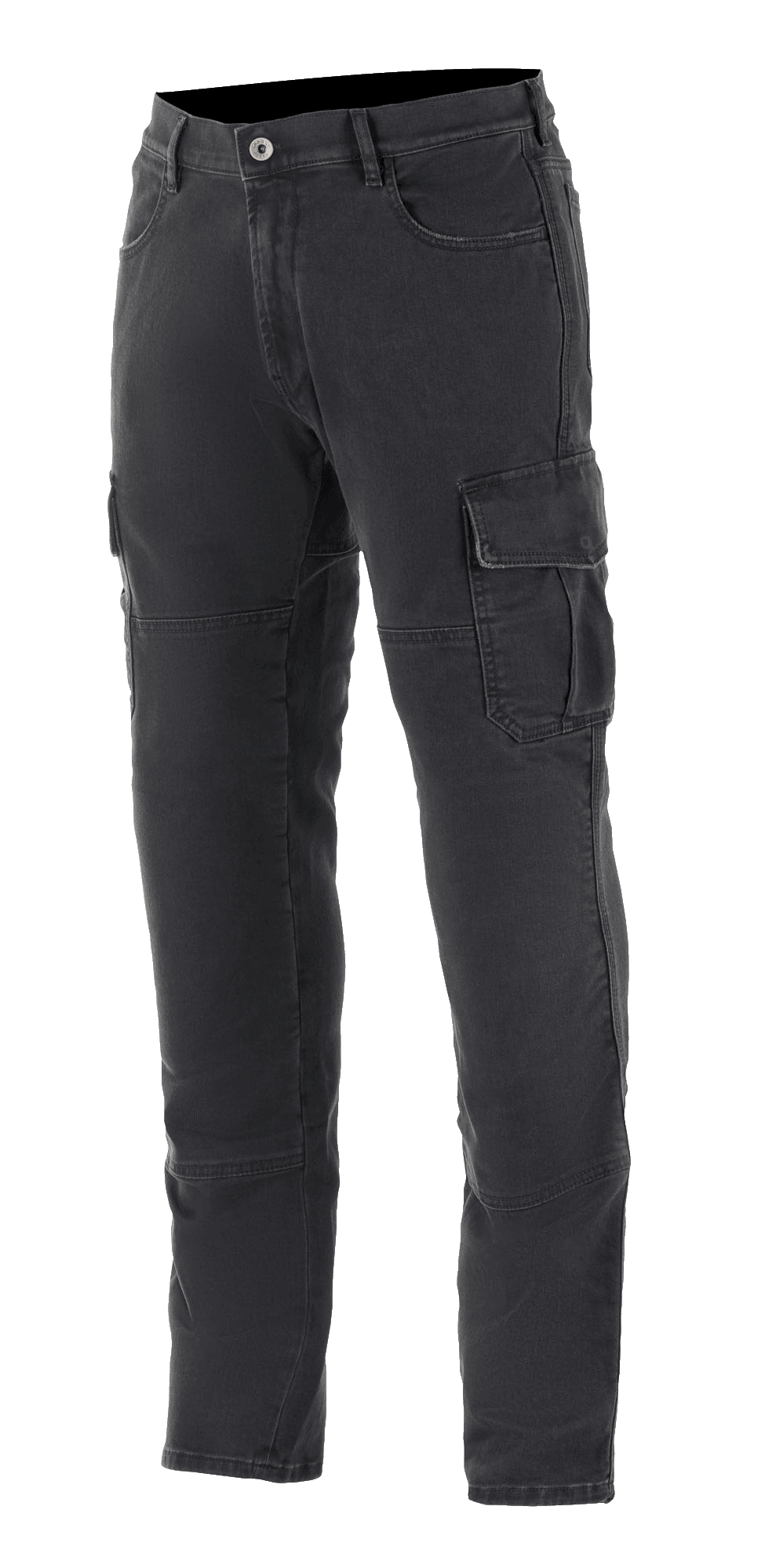 Alpinestars Barton Riding Cargo Pants, calças de condução urbana para motociclismo, preto Rinse Plus, com bolsos cargo com lapelas, passadores para cinto e perna afunilada, visual casual de ganga lavada com construção têxtil durável