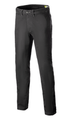 Alpinestars Stratos Regular Fit Tech Riding Pants, Motorcycle Riding Pants, Anthracite Gray, casual jogger-style design with a tapered leg, button waist closure, adjustable snap buttons at the ankles, constructed from Cordura denim for urban street style.