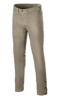 Alpinestars Stratos Regular Fit Tech Riding Pants, calças de motociclismo, verde militar, com design afunilado, fecho de botão e fecho de correr, passadores de cinto e botões de ajuste no tornozelo