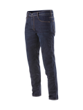 Alpinestars Radium Denim Pants, men's motorcycle riding jeans in dark blue, featuring stretch Cordura and Bio-Flex armor.