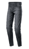 Alpinestars Sektor Regular Fit Denim Pants, Black Washed Motorcycle Jeans, Casual Tapered Fit, Five-Pocket Design with Belt Loops, Faded Denim Texture with Reinforced Seams, Urban Riding Apparel