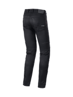 Alpinestars Cerium Tech Stretch, calças de ganga de moto para homem, pretas, ajuste slim fit, certificadas CE