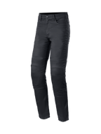 Alpinestars Cerium Tech Stretch Riding Denim, calças de ganga de moto para homem, pretas, ajuste Slim Fit urbano, proteção CE e tecido elástico.