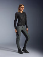 Alpinestars Alamosa Women's Pants, Urban Gray slim fit textile motorcycle pants with black stretch panels for urban riding.