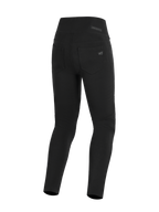 Alpinestars Stella Flex-Ast Leggings, leggings de motociclismo para mulher, pretas, vista traseira com cintura subida e bolsos traseiros funcionais, design urbano elegante com logótipo Alpinestars subtil no bolso.