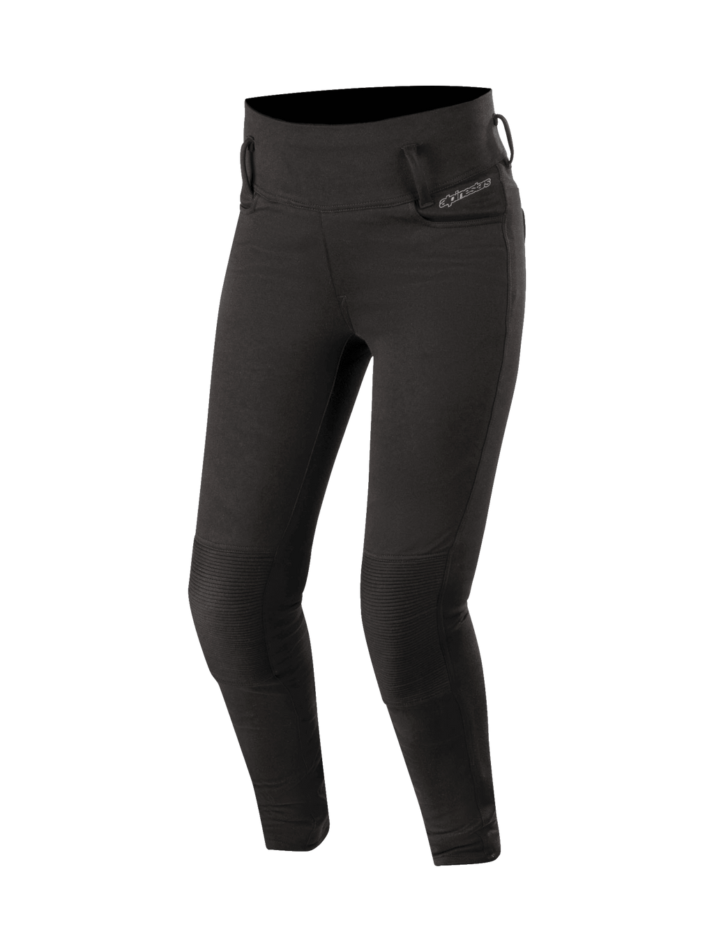 Leggings Alpinestars Banshee para mulher, calças de moto urbanas pretas, com painéis em acordeão e joelheiras certificadas CE