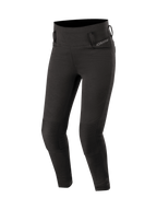Leggings Alpinestars Banshee para mulher, calças de moto urbanas pretas, com painéis em acordeão e joelheiras certificadas CE
