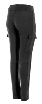 Alpinestars Women's Iria Leggings, Black, urban motorcycle riding pants featuring side cargo pockets with flaps, slim performance fit with elasticated waistband, rear three-quarter view
