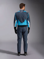 Alpinestars GP Pro Comp V2 FIA, macacão de automobilismo para homem, azul e cinzento asfalto, vista traseira.