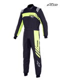 Alpinestars Macacão KMX-9 V3 Graphic 3 Jovem, macacão de karting para jovens, preto e amarelo fluo, certificado FIA com construção de dupla camada e dragonas inspiradas na Fórmula 1, vista frontal
