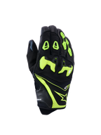 Alpinestars SP-R Pro Gloves, Motorcycle Racing Gloves, Black and Yellow Fluo, featuring divided TPU knuckle protection, perforated leather and textile construction, bright neon accents with Alpinestars logo and sp-r pro branding on the cuff