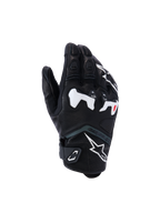 Alpinestars SP-R Tech Gloves, Motorcycle Racing Gloves, Black with White and Red Accents, Reinforced Knuckle Protection, Textured Surface with Padded Fingers, Velcro Wrist Strap, Modern Sporty Design