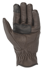 Luvas de Couro Alpinestars Rayburn V2, Castanho Tabaco, vista da palma, construção em couro premium com perfurações localizadas, palma reforçada para aderência e ponta do dedo compatível com ecrã tátil, equipamento de motociclismo urbano de inspiração clássica