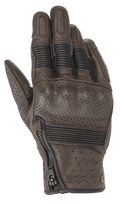Alpinestars Rayburn V2 Leather Gloves, Tobacco Brown, luvas de motociclista em couro de inspiração clássica com painéis perfurados, proteção rígida coberta nos nós dos dedos, inserções de acordeão elásticas nos dedos e fecho de correr lateral