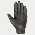 Luvas Alpinestars Crazy Eight, luvas de motociclismo, pretas, vista da palma com construção em couro reforçado, painéis de aderência texturizados na palma e no polegar, e marca em relevo no punho