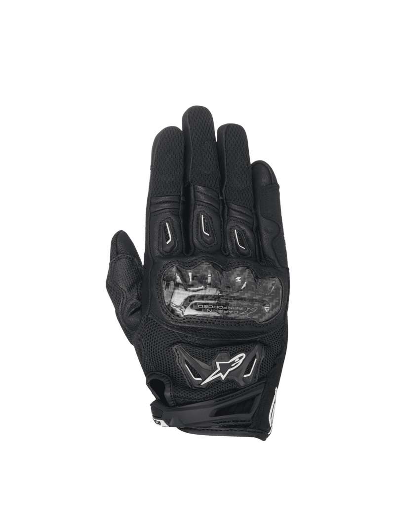 Alpinestars Stella SMX-2 Air Carbon V2, luvas de moto para mulher, pretas, em couro e malha 3D com proteção em carbono
