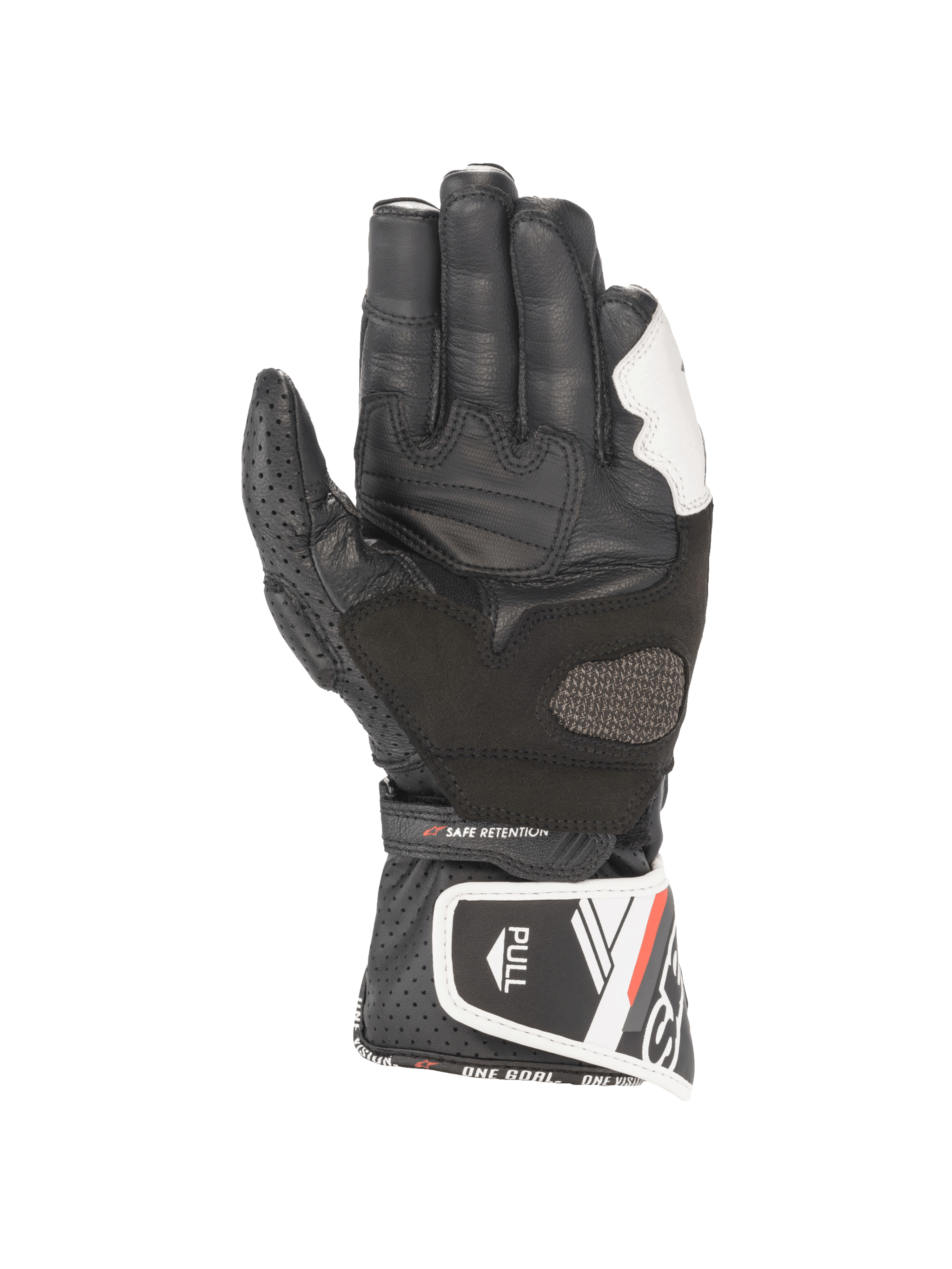 Alpinestars Stella SP-8 V3, luvas de moto para mulher, pretas e brancas, em couro premium com palma reforçada para maior aderência, certificadas CE