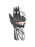 Luvas Alpinestars Stella SP-8 V3 para mulher, pretas e brancas, em couro com proteção de nós dos dedos e certificadas CE