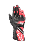 Alpinestars Stella SP-8 V3, luvas de moto para mulher, pretas e rosa diva, em couro com proteção rígida nos nós dos dedos e pormenores brancos, certificadas CE