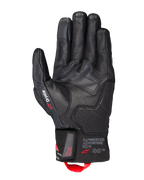 Alpinestars Belize V3 Drystar® Gloves, luvas de motociclismo touring pretas, vista da palma com construção em pele e reforços perfurados, marca Drystar no polegar, logótipo Adventure Tech no punho e alça de puxar vermelha