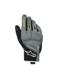 Alpinestars Moblast Waterproof Gloves, Motorcycle Gloves, Fur Gray and Black with Sulphur Yellow accents, short-cuff urban design, white Astar logo on the wrist, neon yellow branding on the index finger, waterproof Drystar performance for mid-season commuting.